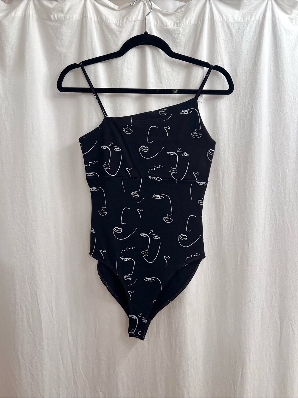 forever 21 asymmetric face print bodysuit new